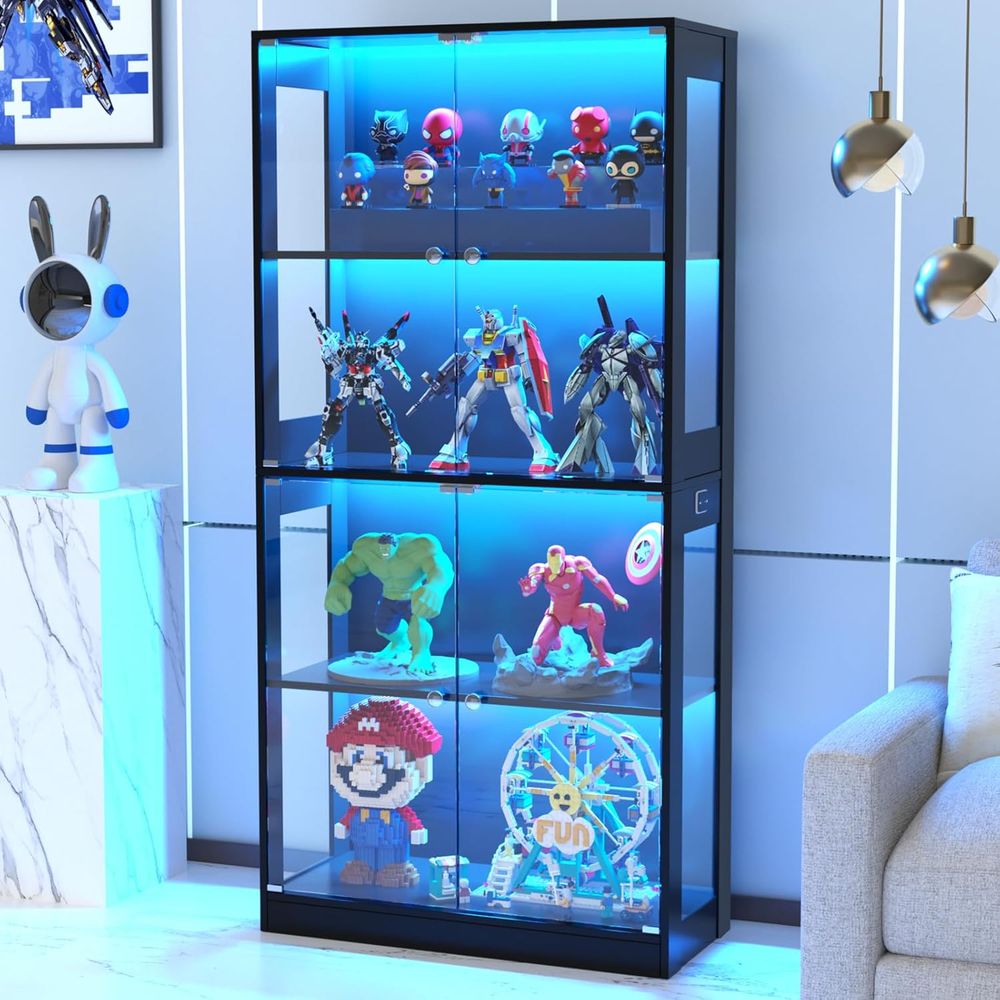 Glass Cabinet Display - Szafka ekspozycyjna z szklanymi drzwiami, 4-poziomowa