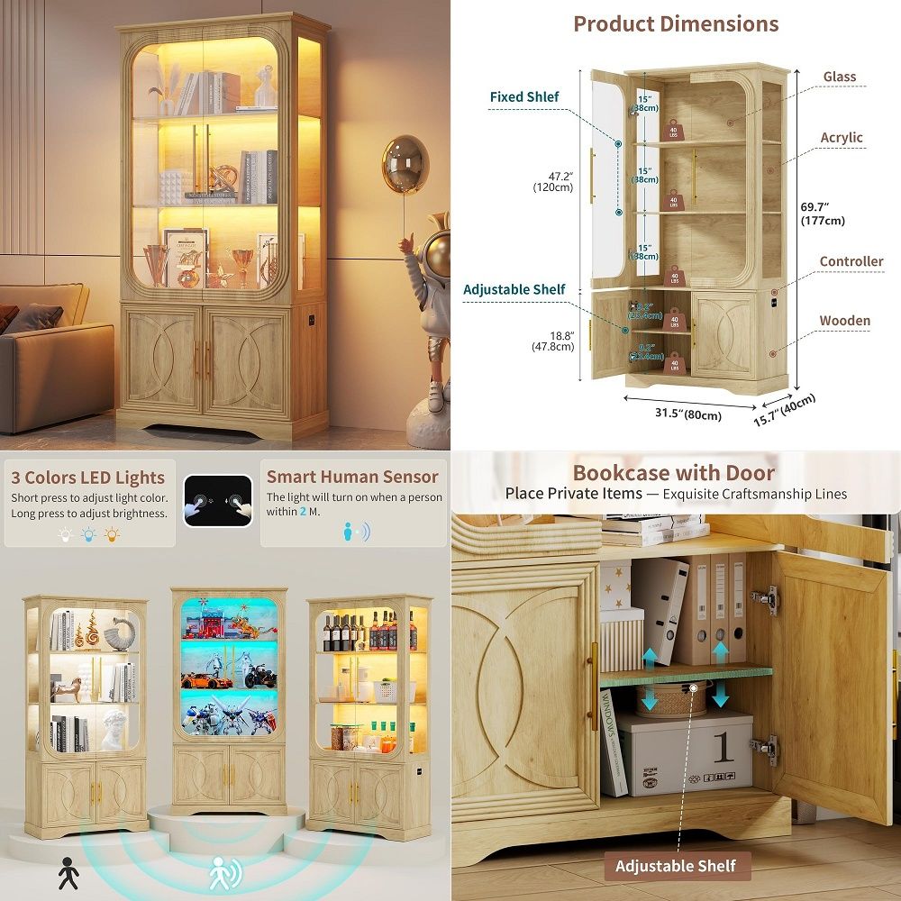 Glass Cabinet Display - Witryna z szklanymi drzwiami i półką