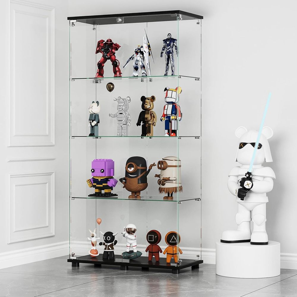 Szklana witryna z 4 półkami, p – Glass Cabinet Display recenzja i cena