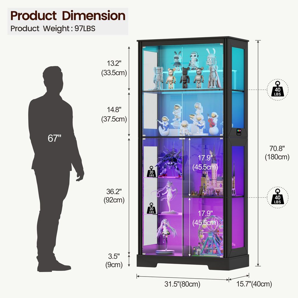 Podświetlana narożna witryna e – Glass Cabinet Display recenzja i cena
