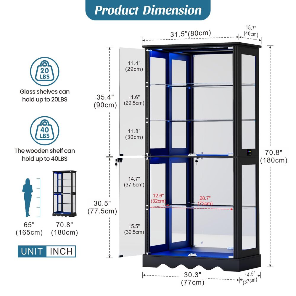 Witryna z szklanymi drzwiami,  – Glass Cabinet Display recenzja i cena
