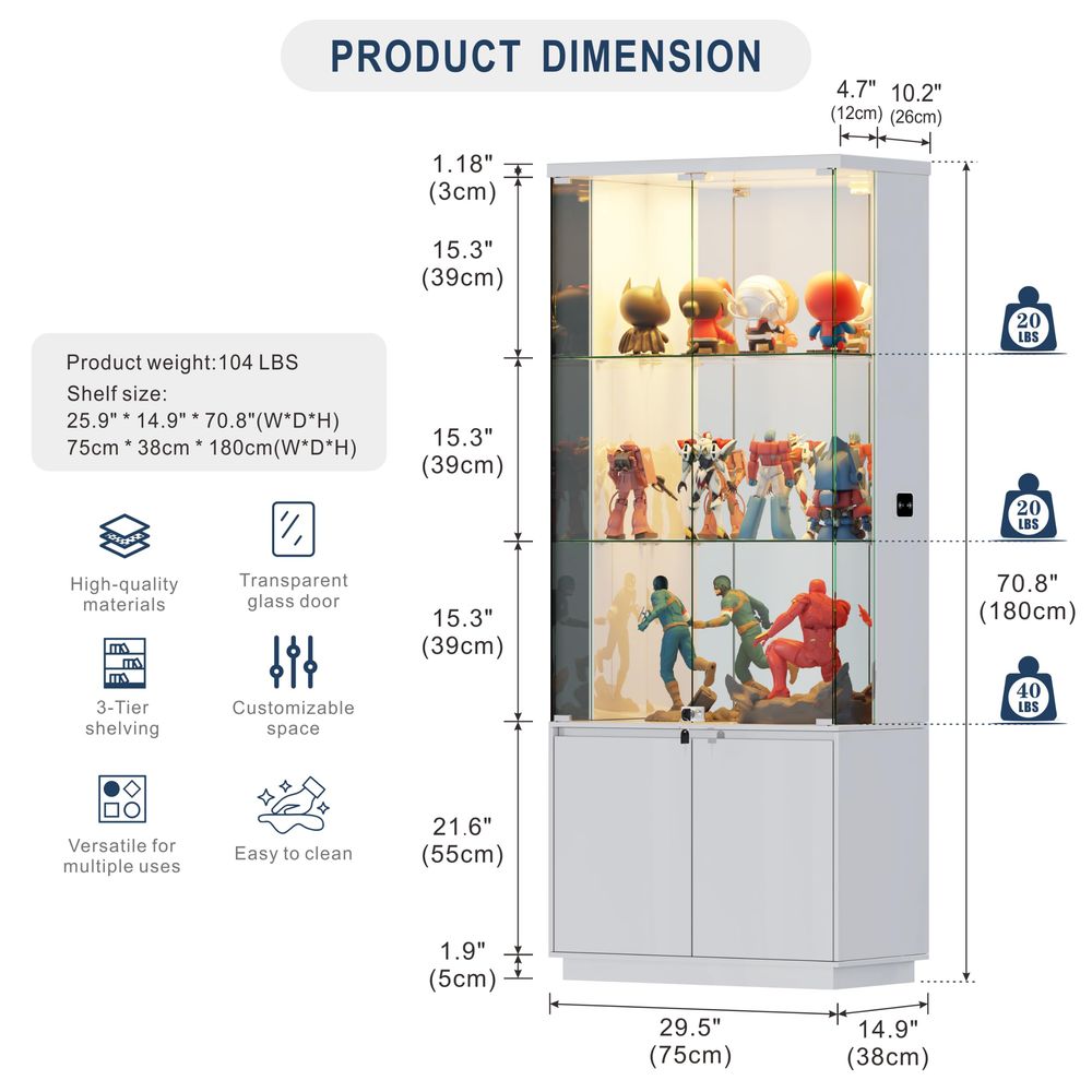 Witryna z szklanymi drzwiami,  – Glass Cabinet Display recenzja i cena