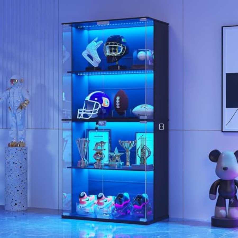 Czarna witryna z szklanymi drz – Glass Cabinet Display recenzja i cena