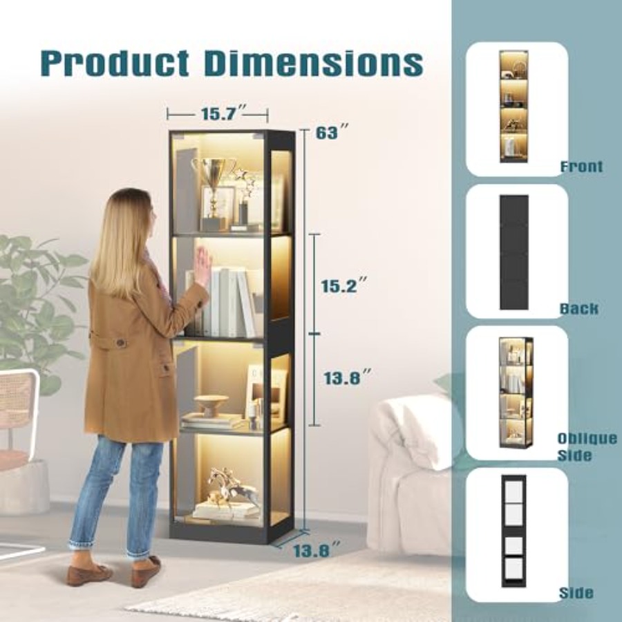 Szklana witryna z oświetleniem – Glass Cabinet Display recenzja i cena